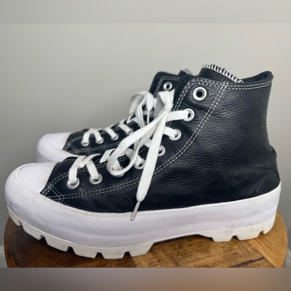 Converse All Star Lugged Platform High Top Leather Trainers Women's Sz 9 - Picture 1 of 10